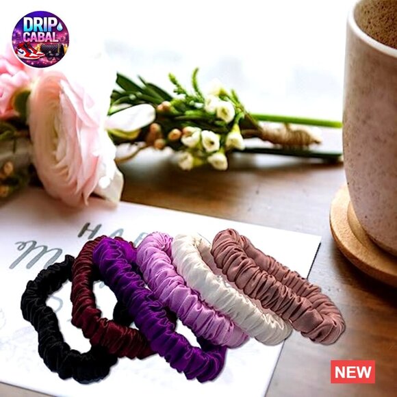 Mulberry Silk Hair Scrunchies Set 6 Pcs No Damage Chic Everyday Skinny Ponytail main image 3